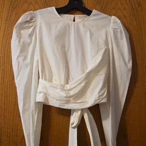 Ulla Johnson Cream Long Sleeve Tie Front Blouse